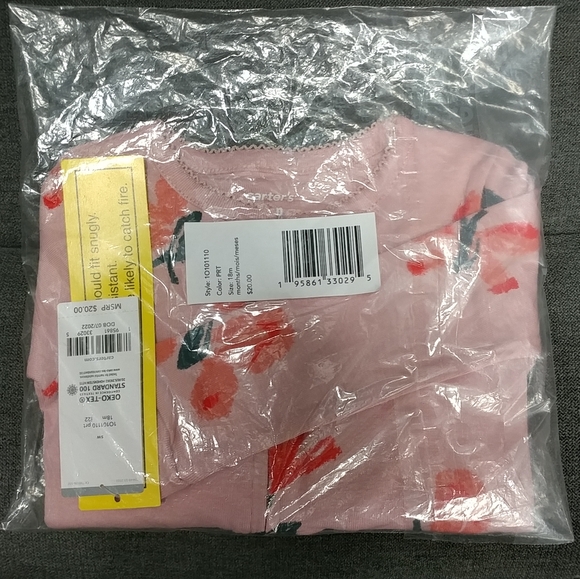 Butterfly Carters 18M Baby Girl Footie Pajama Sleep N Play Zip Front 100%Cotton - Picture 2 of 5